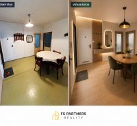 Comparison of the original state and visualization of the dining room in a 2-room apartment.