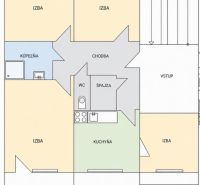 Floor plan of a 4-room apartment with a kitchen, bathroom, toilet, pantry, and hallway.