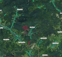 Map of agricultural and forest lands around Dohňany.