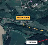 Aerial map showing access to the land in the area of Záhrady near Podbranč.