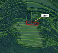 Aerial view of land and forests near the gardens in Beckov.