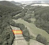 Meadows and forests around Horná Ves, Záhrady, with marked plots for sale.
