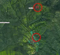 Map of Ratkovské Bystré focusing on agricultural and forest lands.