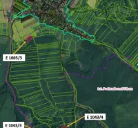 Map of agricultural and forest lands near the village of Podhradie.