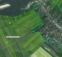 Aerial map of the cadastral area in Lakšárska Nová Ves with special properties.