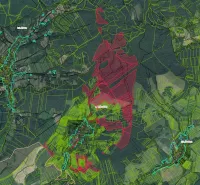 Map with Agricultural and Forest Lands around Dohňany.
