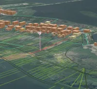 3D map of Santovka with planned construction on the plots - housing.