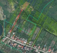 Aerial view of plots in the village of Santovka suitable for housing.