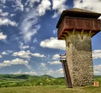 Stone tower with stairs, an interesting structure in nature near Krupina, Unusual properties.