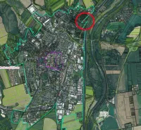 Map of Nové Mesto nad Váhom with highlighted areas for Residential Land.
