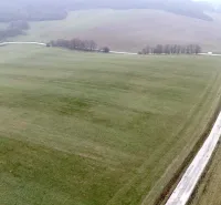 Unique properties in Podkylava with extensive green meadows and a winding road.