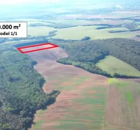 Aerial view of agricultural and forest land in Trebušovce with an area of 20,000 m².