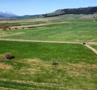Beautiful agricultural and forest lands in Podhorany with a view of the mountains, road, and meadows.