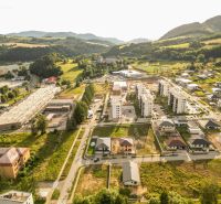 Aerial view of the Barracks District in Brezno, Land - living in a green environment.