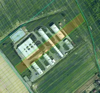 Aerial view of peculiar properties and surrounding fields in Jarovnice.