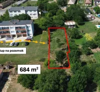 Aerial view of plots - housing in Hronovce, marked access and area of 684 m².