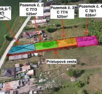 Divided residential plots in Rakytník with designation and access road.