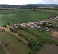 Aerial view of plots in Rakytník, ideal for living, surrounded by nature.