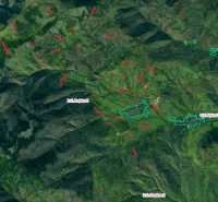 Cadastral map showing agricultural and forest lands around Rejdová.