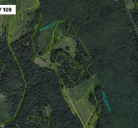 Aerial view of agricultural and forest lands in Brusno.