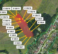 An aerial map represents agricultural and forest lands in the Dúbravica area with parcel numbers.