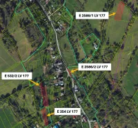 Map of plots in Lúčky; Agricultural and forest lands marked with numbers and boundaries.