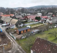 Aerial view of unusual properties in Kláštor pod Znievom with a rural atmosphere.