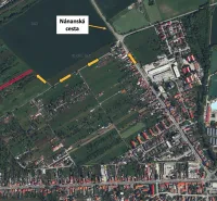 An aerial map in Záhrady in Štúrovo shows urban and agricultural areas.