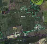 Cadastral map of the Dvorníky - Včeláre area with fields and properties in Záhrady.