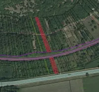 Aerial view of land and roads around Dvorníky - Včeláre, Záhrady.