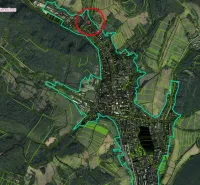 Aerial map of Kokava nad Rimavicou with marked plots and highlighted area.