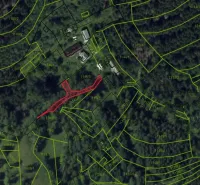 Cadastral map of agricultural and forest lands in Ábelová with marked parcels.