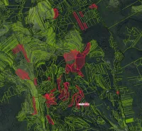 Orthophotomap of agricultural and forest lands around Ábelová.