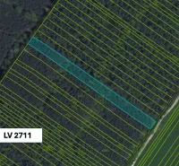Aerial map of agricultural and forest lands in Jablonov.