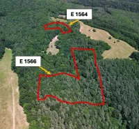 Aerial view of agricultural and forest lands in the village of Žitná - Radiša.