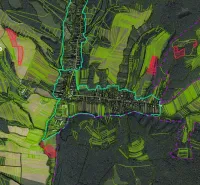 Aerial view of the agricultural and forest lands of the village Žitná - Radiša.