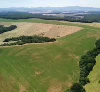 Aerial view of agricultural and forest lands in the village of Žitná - Radiša.