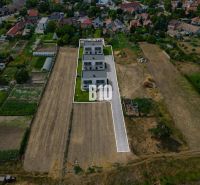Aerial view of residential plots in Tomášov on Podzáhradná Street.