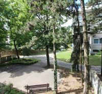 Green park area in front of a 2-room apartment on Talichova Street in Bratislava - Dúbravka.