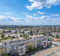 Pezinok from the perspective of Silvánova Street with a view of several one-bedroom apartments.