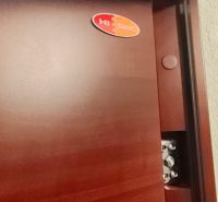 Security door with the inscription Hi-Sec in a 3-room apartment with a wood-decor floor.