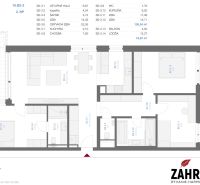 Floor plan of a 4-room apartment with a balcony and a loggia, includes a kitchen and a living room.