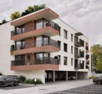 Three-story apartment building with balconies on Brigádnicka Street in Piešťany.