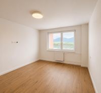 A bright room with a wooden decor floor in a 2-room apartment.
