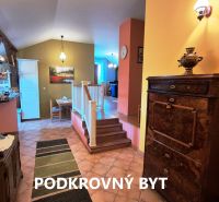 Interior of a family house with colorful walls and wooden furniture.