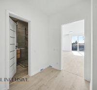 View from the hallway into the room with light and bathroom in a 2-room apartment.