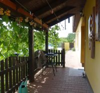The veranda of a family house on Tretí rad street in Mojmírovce with climbing plants.