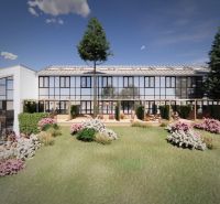 A recreational apartment in Košice - Staré Mesto district, surrounded by greenery and flowers.