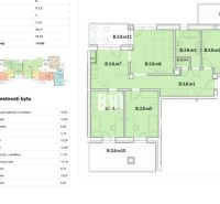 Floor plan of a 4-room apartment with room layout and area in square meters.