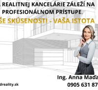 Real estate agency advertisement with a woman and a family house design.